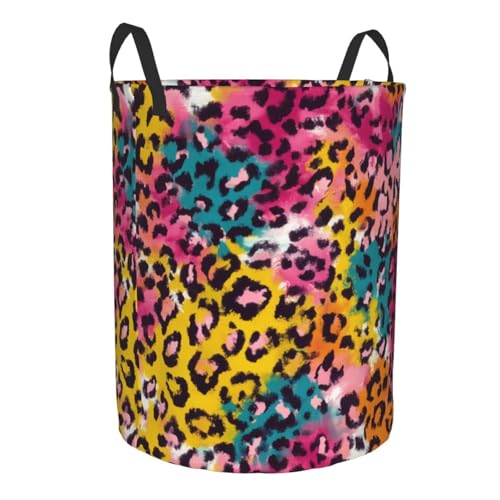 Leopard Print Laundry Basket Storage Bin Foldable Laundry Hamper Clothes Storage Bucket Organizer 19.6x15.7 Inch For Laundry Room/Bedroom/Bathroom - color: Leopard Print