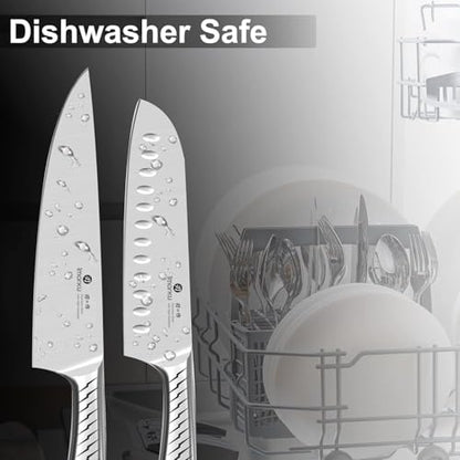 imarku 14-Piece Kitchen Knife Set with Block, High Carbon Stainless Steel - color: Silver Black, size: 14 Pcs