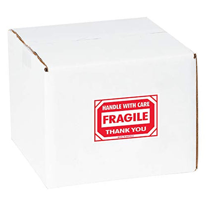 BOX USA BDL1053 Tape Logic Labels, "Fragile - Handle with Care", 2" x 3", Red/White (Pack of 500)