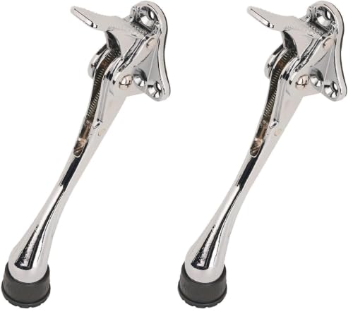 One Touch Kickdown Door Stopper, Door Holder, Heavy Duty Door Stops, Bottom of Door, Height-Adjustable Rubber Tips by HASHI (Chrome 6 inch x 1pack) (Pack of 2) - color: Chrome, size: 6 INCH X 2 PACK