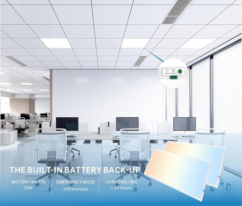 2X4 LED Flat Panel Light with Emergency Battery Backup, 50W 3000K/4000K/5000K, 0-10V Dimmable, 6250 Lumens, LED Drop Ceiling Lights, 100-277V, UL Listed(30 Pack) - size: 30 Pack
