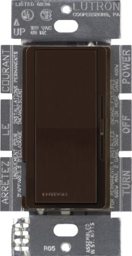 Lutron Diva Dimmer Switch for Incandescent Bulbs, 1000-Watt/Single-Pole Preset, DV-10P-BR, Brown - color: Brown