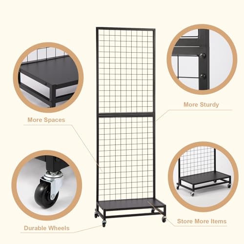 NectaCol Grid Wall Panels, 2'x 6' Gridwall Panel Display Stand with Baseplate, Black Wire Grid Wall Display Rack, Grid Panels for Display, Retail Display Stand - 1 Pack - size: 1 Pack