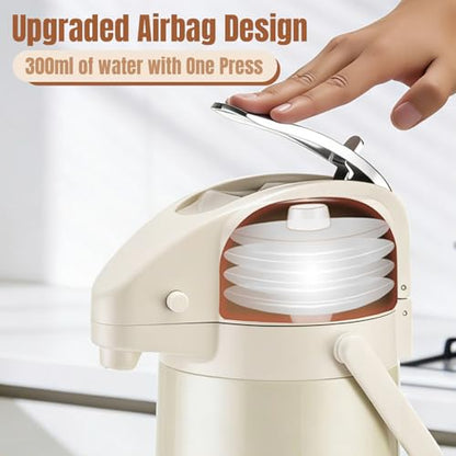 Coffee Dispenser with Pump, 84.5 oz Airpot Carafe, White, 1 Count - color: White