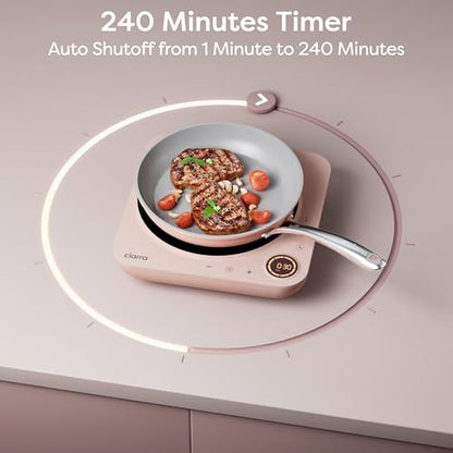 CIARRA CATIH1A-P Portable Induction Cooktop, Slim Single Electric Countertop Burner with Sensor Touch and Digital time, Pink - color: Pink