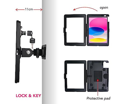 with Lock Metal Wall Mount Bracket for iPad 11" A16 /10.9" 10th, - color: Black