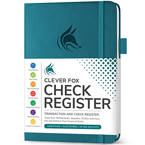 Clever Fox Check Register Book, Checkbook Ledger, 5.8x8.3 Dark Teal - color: Dark Teal, size: A5 (5.8'' x 8.3'')