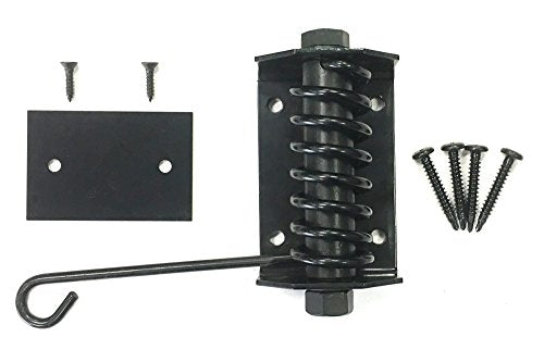 Flat Gate Closer, Powder Coated, Self Closing Adjustable Gate Closer for Wood and Vinyl Gates, Works Great for Yard, Pool and Dog Gates, Outdoor Gate Spring – Made in USA