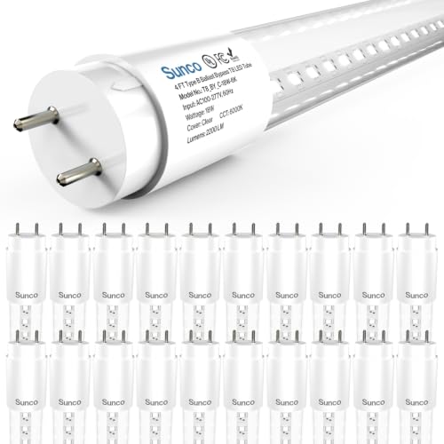 Sunco 20 Pack 4 Foot T8 LED Tube Light Bulbs, 18W, 6000K, Ballast Bypass - size: 20 Pack