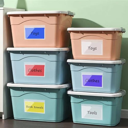 50Pcs Adhesive Label Holder Shelf Tag, BetterJonny 2.4 x 3.9in Self-Adhesive Clear Label with Top Open Plastic Drawers File Cabinet Storage Bins Label Holder for Office, Kitchen and Other Small Items