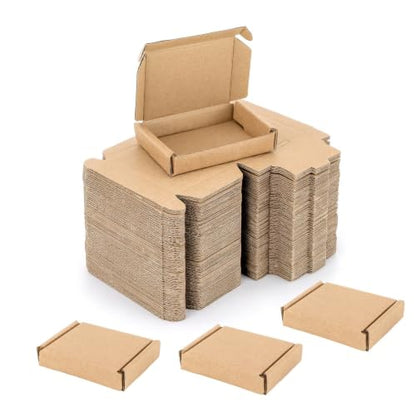 Ellbest 50Pac Small Corrugated Shipping Boxes, 3.54x2.48x0.67 inches - size: 3.54 x 2.48 x 0.67 inches