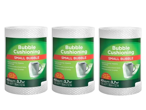 Small Bubble Wrap Roll (3-Pack) - 12" Perforated Self-Sealing for Moving & Storage - size: (3-Pack) - 12"