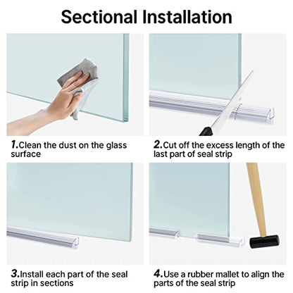AmazerBath 3-Pack 15.75" Shower Door Bottom Seal for 3/8"(10mm) Glass - 3 Section Segmented Shower Installation Kit Frameless Glass Door Seal Strip - style: Bottom Seal 3/8