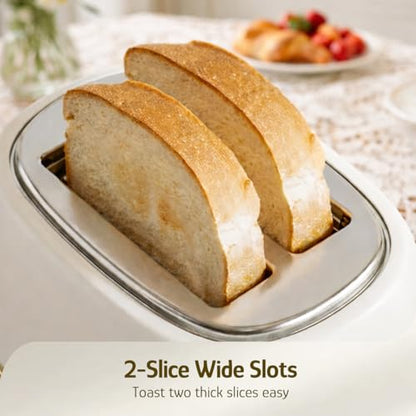 Hazel Quinn 2-Slice Retro Toaster 6 Browning Levels 3 Functions Pearl White - color: Preal White