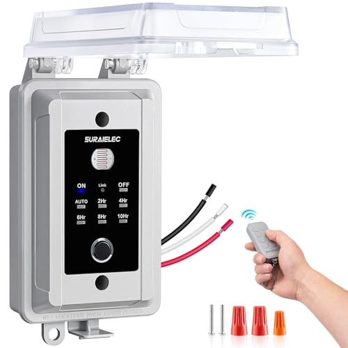 SURAIELEC 20A Hardwired Dusk to Dawn Timer Switch with 100FT Remote Control