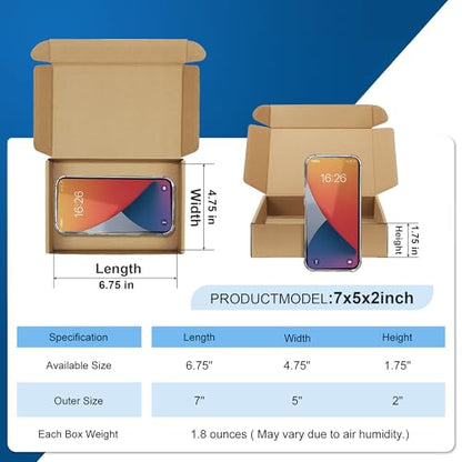 Famagic 7x5x2 Small Shipping Boxes for Small Business, 25 Pack, Brown Boxes - color: Brown, size: 7x5x2" 25pcs