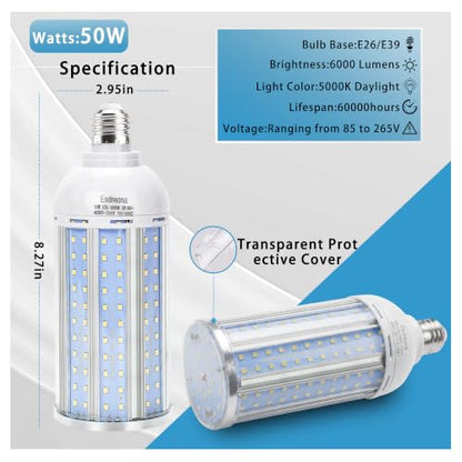 50W LED Corn Cob Bulb,6000 Lumen,Daylight 5000K - size: 50W 1pack
