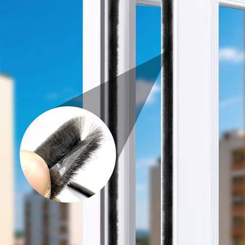 Weather Stripping Brush Door Seal Strip- Card Slot Weatherstrip for Sliding Windows & Doors - No Adhesive Backing - size: 16.4FT, 3/16''Wide X 1/4''Thick