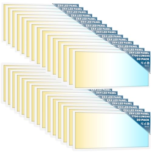 Sunco 30 Pack 2x4 LED Flat Panel Lights, 3CCT Selectable, 40-60W, Dimmable