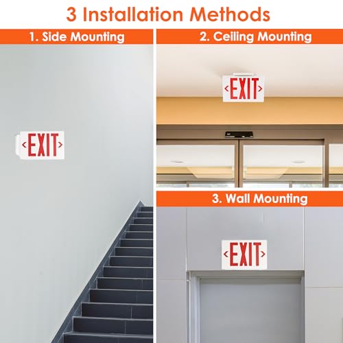 Gruenlich Emergency Exit Sign for Business, Battery Backup, 1 Pack - size: 1-pack