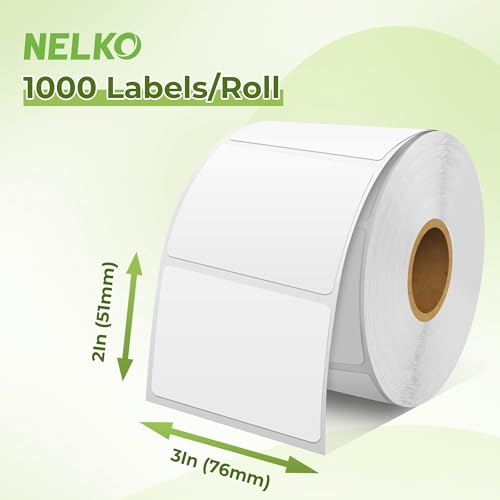 Nelko Genuine 3" x 2" Direct Thermal Label, Self-Adhesive Barcode Labels Compatible with Nelko PL70E Label Printers, No BPA & BPS, 1000 Labels (Commercial Grade) - size: 3x2