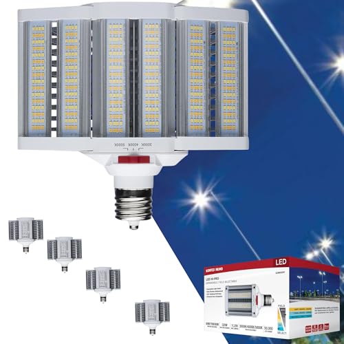 Satco S28932R1 80W LED Shoebox Retrofit Lamp, Wattage Selectable (60W/70W/80W), 3CCT (3000K/4000K/5000K), EX39 Base, 11200 Lumens, Ballast Bypass Type B, DLC Listed, Enclosed Fixture 120-277V (4 Pack)
