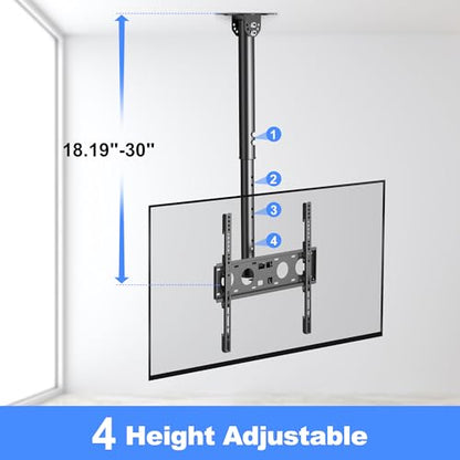 XINLEI Ceiling TV Mount Full Motion TV Bracket for Most 26 to 65 Inch Flat Curved TVs/Monitors, Swivel Tilt Height Adjustable Hanging Mount, Hold up to 100 Lbs, VESA 400x400mm MCA3 - size: 400x400mm VESA