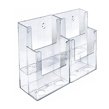 Azar Displays 252812 8.5" W x 3.75" D x 7" H 4-Pocket Tri-Fold Brochure Counter Display (2 Pack) - size: 2 Tier 4 Pocket