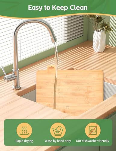 Bamboo Cutting Board Set with Meatal Stand, Lexda 4PCS Eco-Friendly Labeled Tabs Cutting Board, Durable Cutting Boards Kitchen For Chopping Fruit, Meat, Cheese, Veggies - 11" x 8"