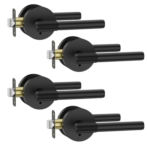 Asidrama 4 Pack Matte Black Privacy Interior Door Handles - color: Matte Black, size: Privacy, style: 4pack