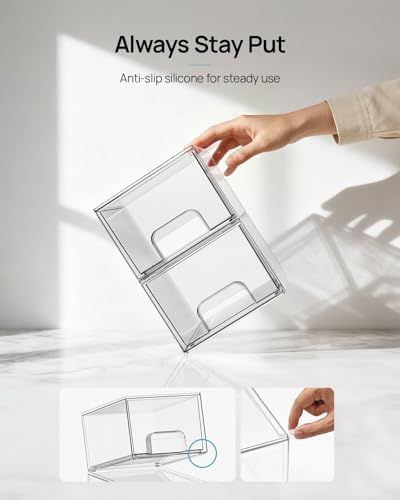 Vtopmart 10 Pack Small Clear Stackable Storage Drawers - style: Small-10pack-Clear