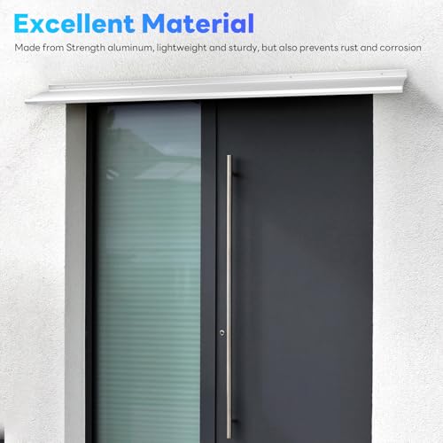 4" Extra-Wide Door Rain Drip Guard, 52" L Heavy Duty Aluminum Thickened Window Door Rain Deflector, Door Drip Cap, 0.8" Height Overhead Drip Edge (Silver) - size: 52in-Silver
