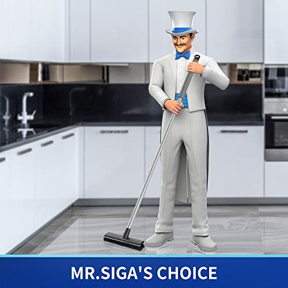 MR.SIGA Floor Scrub Brush with Long Handle, 2 in 1 Scrubber and Squeegee for Cleaning Bathroom, Patio, Garage, Wall, Tile with Stiff Bristles (Pack of 3) - size: 8.7 x 48.4 inch (Pack of 3)