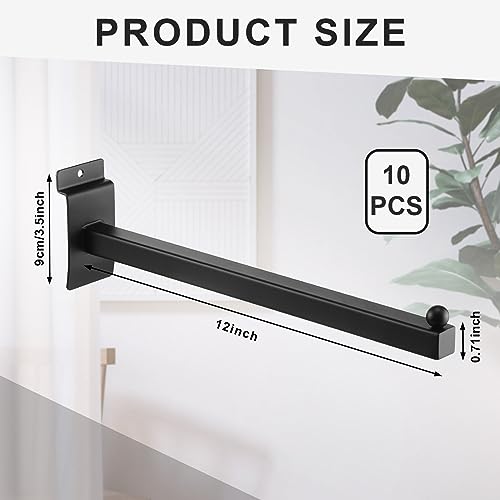Hicarer 10 Pcs Slatwall Faceout, 12 Inch Metal Square Arm Hooks, Black - color: Black