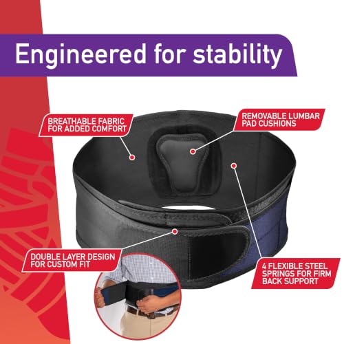 MUELLER Sports Medicine Lumbar Back Brace with Removable Pad, Ideal for Upper and Lower Back Pain, Relief & Support for Men and Women, Strains, Sciatica, Scoliosis - size: Regular