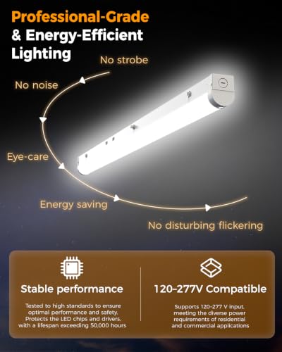 8FT LED Linear Light Fixture 4Pack, 10400LM 80/70/60W, 3CCT - size: 8FT|4P