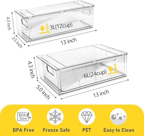 Refrigerator Organizer Bins with Pull-out Drawer 6 Pack Stackable Clear Fridge Drawer Organizer Fruit Vegetable Storage Containers for Kitchen Pantry Organization (2 Small) - color: G. 4 Small