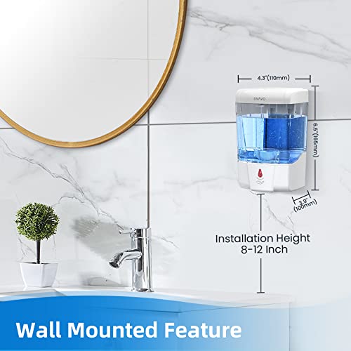 SVAVO Automatic Soap Dispenser Touchless, 21oz/600ml Soap Dispenser Wall Mount, Liquid Soap Dispensers for Hand Soap Refill, Bathroom, Kitchen, Household, Commercial Place, ABS Plastic White - color: White, size: 600ml