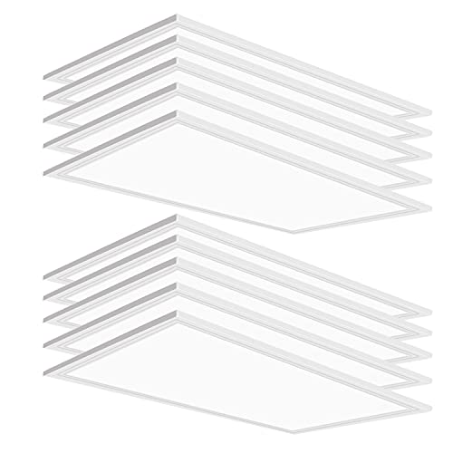 10 Pack 2x4 LED Flat Panel Light, 7800LM LED Drop Ceiling Light Office Shop Fixture, 5000K Flat Panel Lamp, 0-10V Dimmable 2x4 Recessed Edge-Lit Troffer Fixture for Commercial Office, ETL Listed - size: 10pack--2X4FT