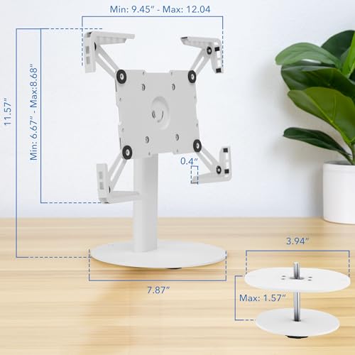 Mount-It! Universal Tablet Countertop Stand, Secure Kiosk Mount, White - color: White