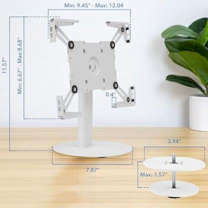 Mount-It! Universal Tablet Countertop Stand, Secure Kiosk Mount, White - color: White