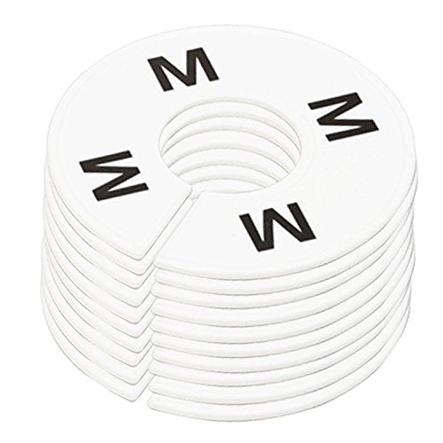 10PC Clothing Rack Size M Medium Marks Dividers Ring Hangers White Plastic Round