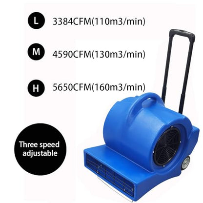 110V Air Mover, 3 Speed Floor Dryer, 900W Blue Cold Floor Blower Wet Carpet Dryer for Janitorial Home Commercial Use