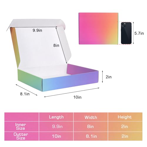 10x8x2 Shipping Boxes Medium, 40 Pack Rainbow Corrugated Cardboard Mailer Boxes for Small Business, Mailing, Packaging - color: Rainbow, size: 10x8x2"-40 Pack