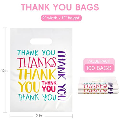 9x12 White Thank You Bags for Small Business with Colorful Font, 100PCS - color: Colorful Thank You Bags