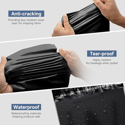 KKBESTPACK Black Poly Mailers 12x15.5 in, Shipping Bags, 100 Pcs - color: Black, size: 12" x 15.5" 100pcs