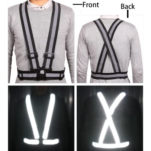 Reflective Safety Vest 2pcs - High Visibility Vest Adjustable Straps for Outdoor Jogging, Cycling, Walking and Riding - color: Black