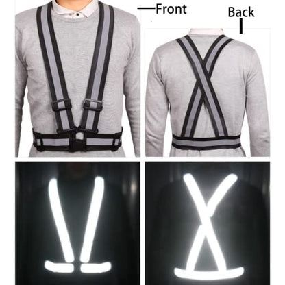 Reflective Safety Vest 2pcs - High Visibility Vest Adjustable Straps for Outdoor Jogging, Cycling, Walking and Riding - color: Black