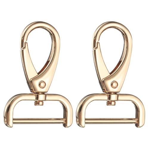 HARFINGTON 2Pcs Detachable Snap Hook Swivel Clasp 1" D Ring with Swivel Lobster Claw Clasps Hook for Purse Strap Keychain Bag DIY Craft, Gold - color: Gold, size: 1"