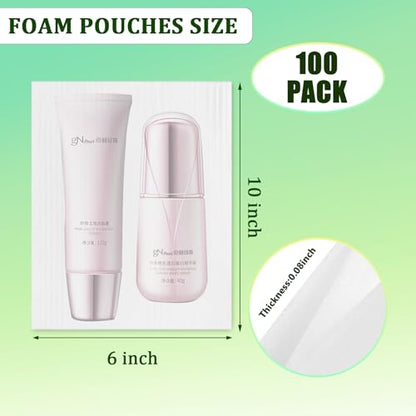 100 Pack Foam Pouches 6x10in, Cushion Foam Wrap for Moving - size: 6x10 inch